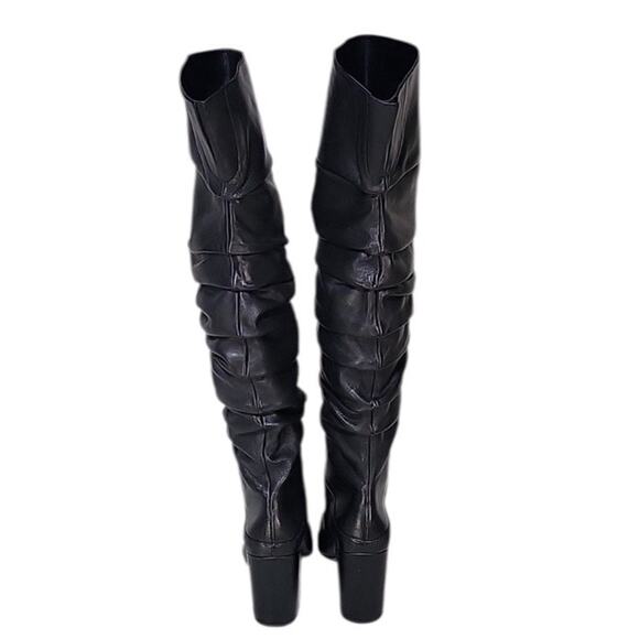 INC International Concepts Women's Tabithaa Leather Over The Knee Black 10 M NIB - Picture 2 of 9
